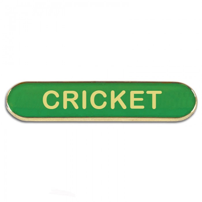 CRICKET BADGE - 4 COLOURS - 40MM X 9MM